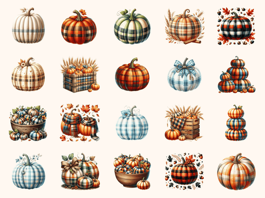 Plaid Pumpkins Clipart