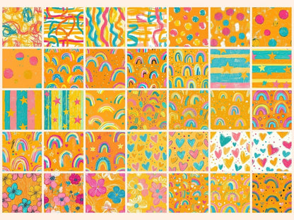 Playful Doodles Seamless Digital Paper Cartoon Style Paper - Wonders Artist