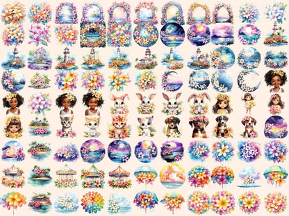 Plumeria Flowers Watercolor Clipart floral clipart - Wonders Artist