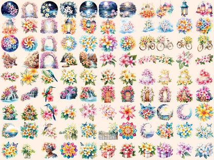 Plumeria Flowers Watercolor Clipart floral clipart - Wonders Artist