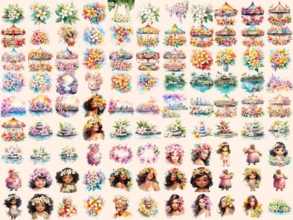 Plumeria Flowers Watercolor Clipart floral clipart - Wonders Artist