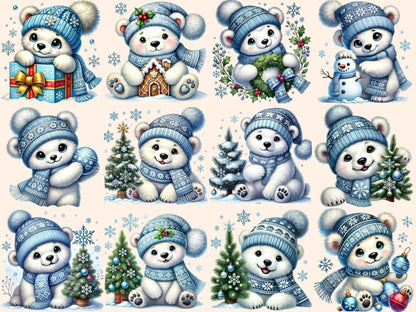 Polar Bears (P2) Clipart baby white ebar - Wonders Artist