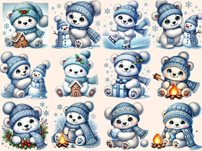 Polar Bears (P2) Clipart baby white ebar - Wonders Artist