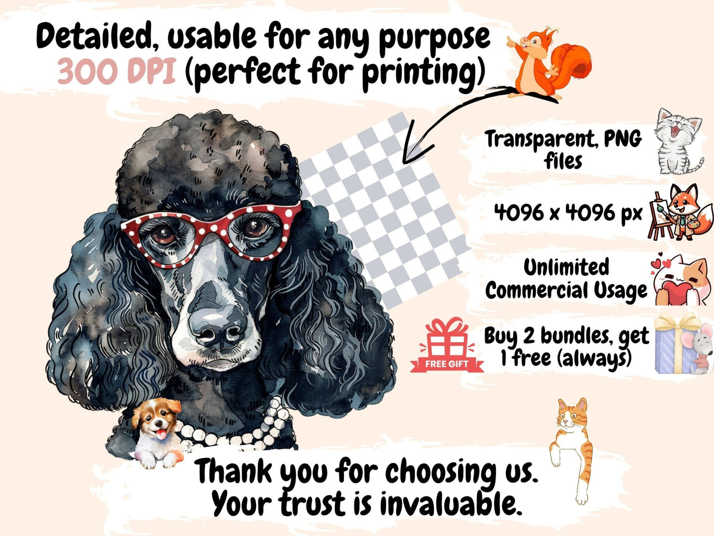 Poodles Watercolor Clipart - High - Quality Instant Digital Download for Creative Projects