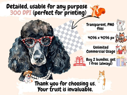 Poodles Watercolor Clipart fluffy dog png - Wonders Artist