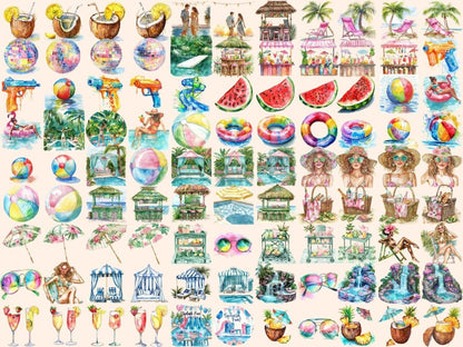 Pool Party Watercolor Clipart beach clipart - Wonders Artist