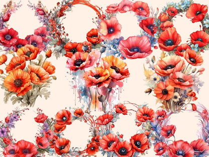 Poppies Watercolor Clipart - Wonders Artist