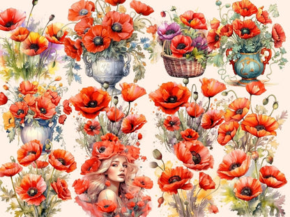 Poppies Watercolor Clipart - Wonders Artist