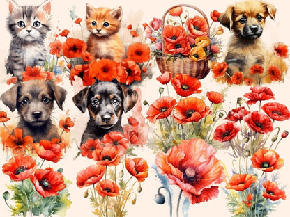 Poppies Watercolor Clipart - Wonders Artist
