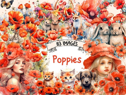 Poppies Watercolor Clipart - Wonders Artist
