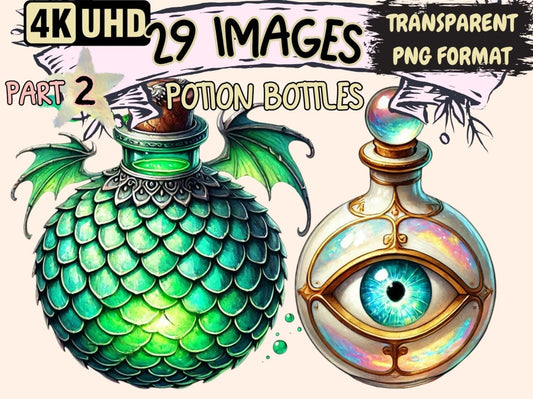 Potion Bottles (P2) Clipart potion art print - Wonders Artist