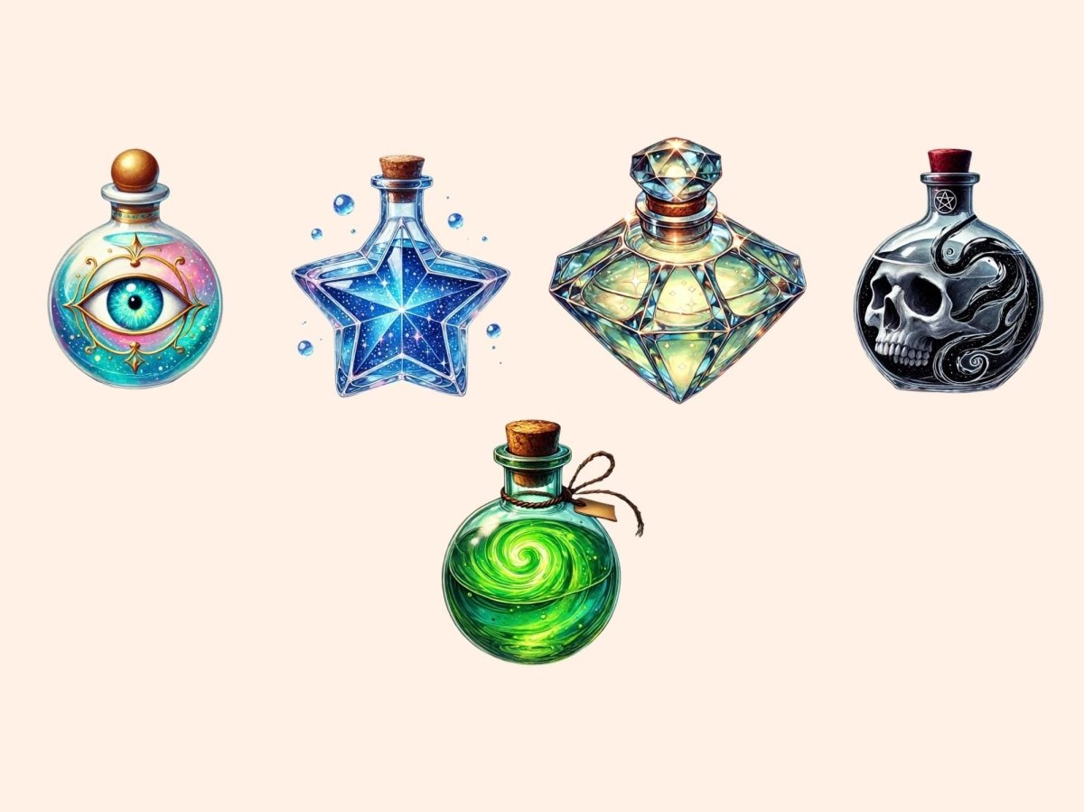 Potion Bottles (P2) Clipart potion art print - Wonders Artist
