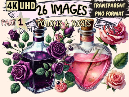 Potion & Roses Clipart potion and roses png - Wonders Artist