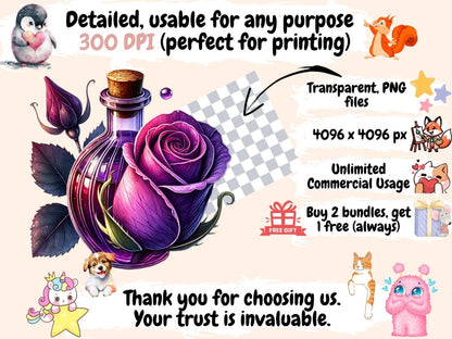 Potion & Roses Clipart potion and roses png - Wonders Artist