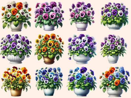 Pansies en maceta clipart