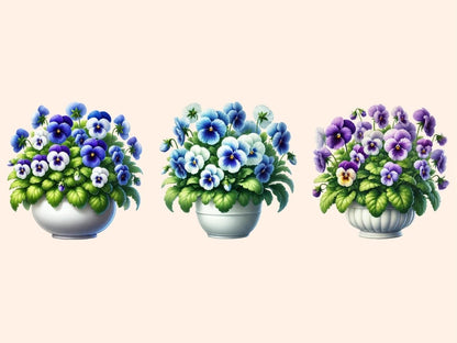 Potted Pansies (P2) Clipart blooming pansies - Wonders Artist