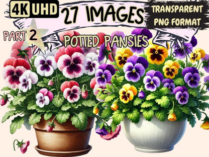 Potted Pansies (P2) Clipart blooming pansies - Wonders Artist
