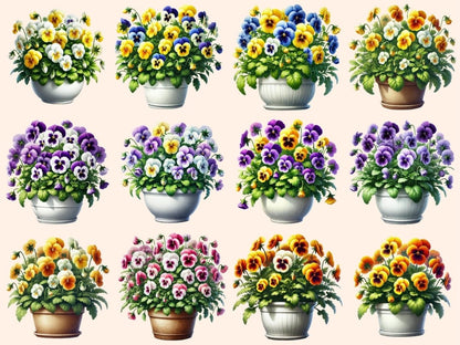 Potted Pansies (P2) Clipart blooming pansies - Wonders Artist