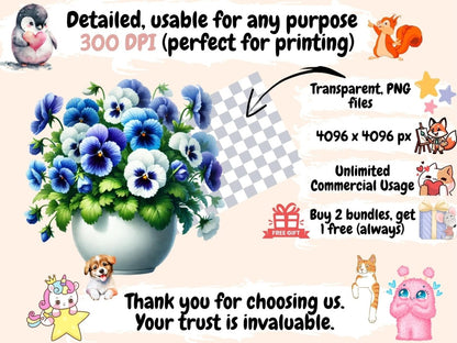 Potted Pansies (P2) Clipart blooming pansies - Wonders Artist