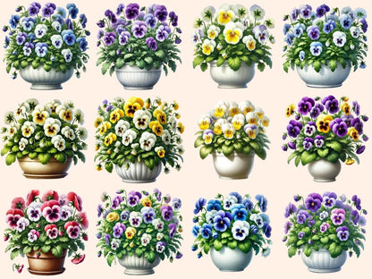 Potted Pansies (P2) Clipart blooming pansies - Wonders Artist