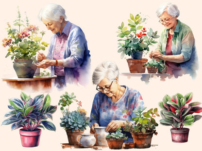 Potted Plants Watercolor Clipart floral clipart - Wonders Artist