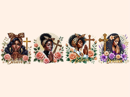 Praying Girls (P1) Clipart African - American Art - Wonders Artist
