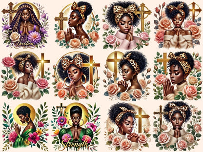 Praying Girls (P1) Clipart African - American Art - Wonders Artist