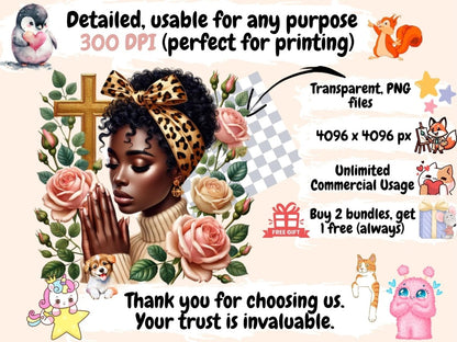 Praying Girls (P1) Clipart African - American Art - Wonders Artist