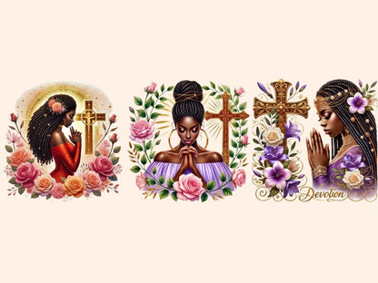 Praying Girls (P2) Clipart African - American Art - Wonders Artist