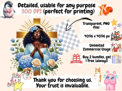 Praying Girls (P3) Clipart African - American Art - Wonders Artist