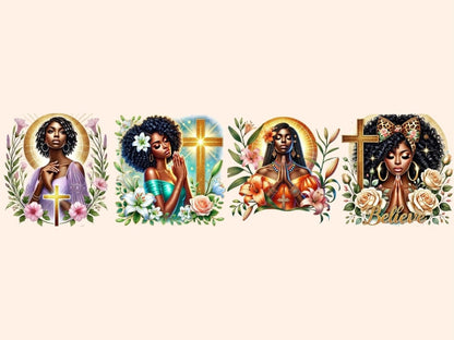Praying Girls (P3) Clipart African - American Art - Wonders Artist