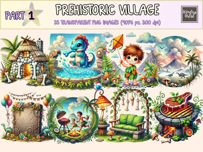 Prehistoric Village Clipart ancient village art cave house png caveman clipart - WondersArtist