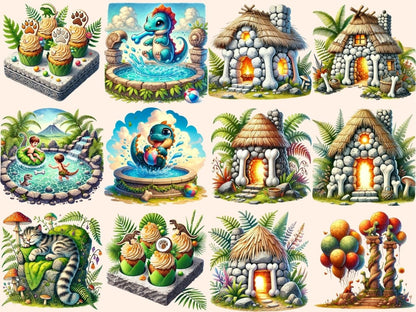 Prehistoric Village Clipart ancient village art cave house png caveman clipart - WondersArtist
