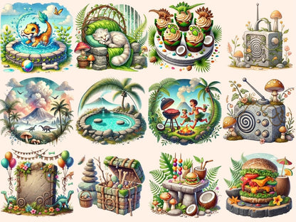 Prehistoric Village Clipart ancient village art cave house png caveman clipart - WondersArtist