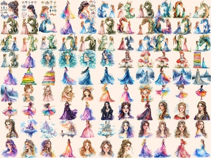 Princess Watercolor Clipart cute princess png - Wonders Artist