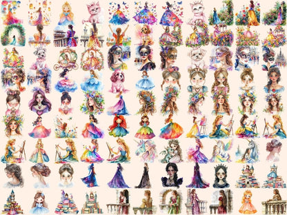 Princess Watercolor Clipart cute princess png - Wonders Artist
