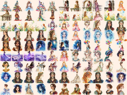 Princess Watercolor Clipart cute princess png - Wonders Artist