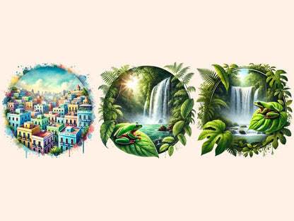 Puerto Rico (P3) Clipart beach graphics - Wonders Artist