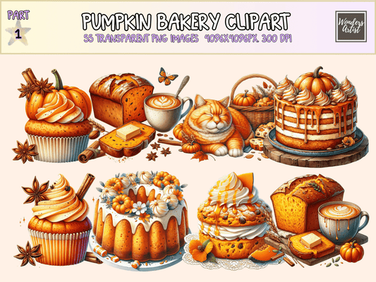 Pumpkin Bakery Clipart All Bundles Clipart Line Art - WondersArtist