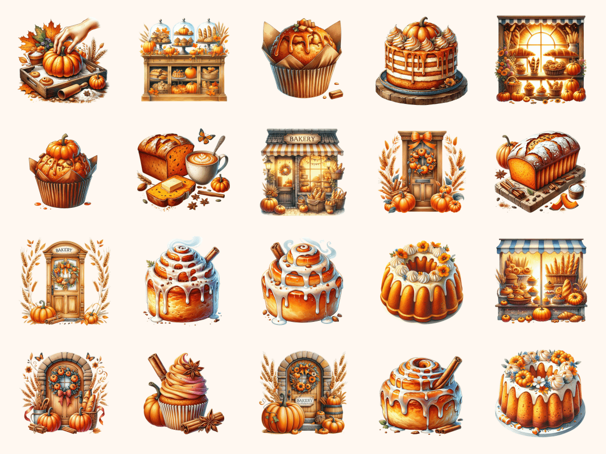 Pumpkin Bakery Clipart All Bundles Clipart Line Art - WondersArtist