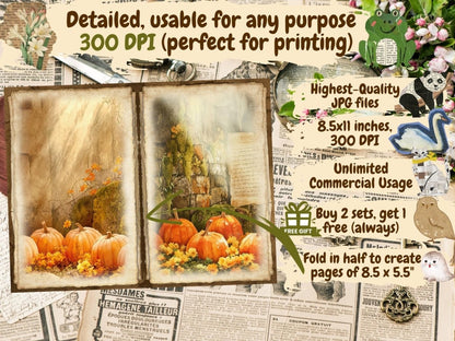 Pumpkin Harvest Journal Pages (P1) Autumn Journal Kit - Wonders Artist