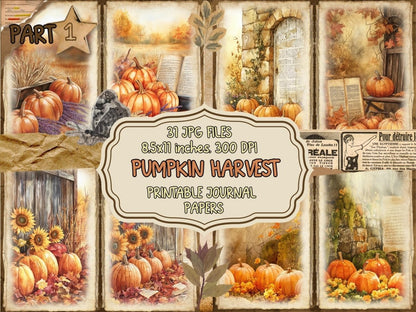 Pumpkin Harvest Journal Pages (P1) Autumn Journal Kit - Wonders Artist