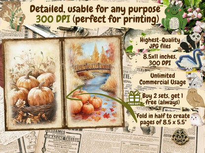 Pumpkin Harvest Journal Pages (P2) - High - Quality Instant Digital Download for Creative Projects