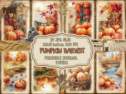 Pumpkin Harvest Journal Pages (P2) Autumn Journal Kit - Wonders Artist