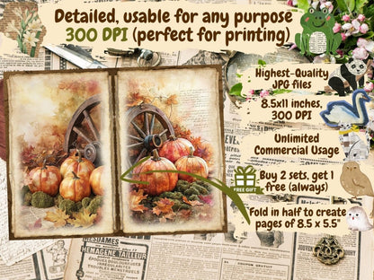 Pumpkin Harvest Journal Pages (P3) Autumn Journal Kit - Wonders Artist