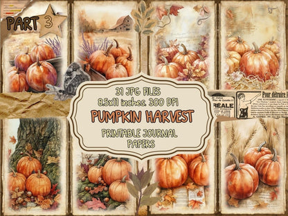 Pumpkin Harvest Journal Pages (P3) Autumn Journal Kit - Wonders Artist