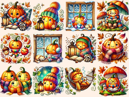 Pumpkin Pals Clipart autumn pumpkin art auutmn clipart cartoon pumpkins - WondersArtist