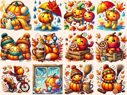 Pumpkin Pals Clipart autumn pumpkin art auutmn clipart cartoon pumpkins - WondersArtist