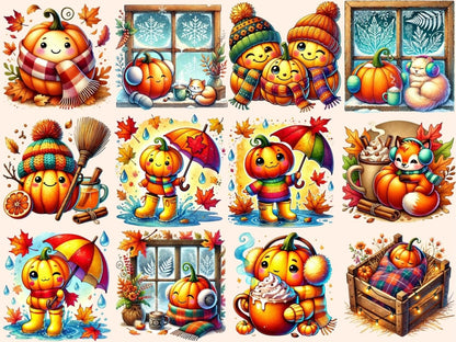 Pumpkin Pals Clipart autumn pumpkin art auutmn clipart cartoon pumpkins - WondersArtist