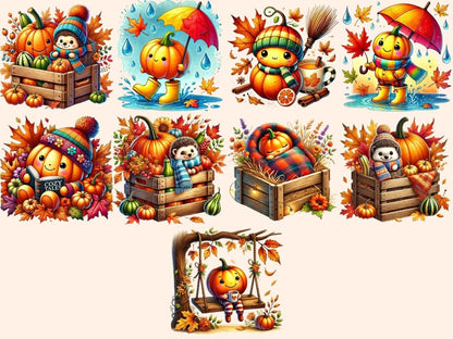 Pumpkin Pals Clipart autumn pumpkin art auutmn clipart cartoon pumpkins - WondersArtist